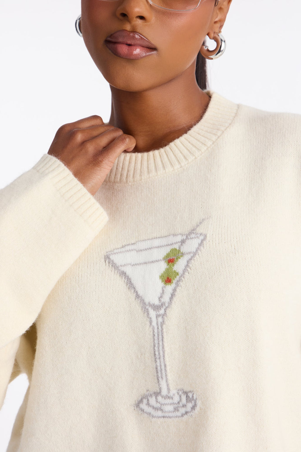 Martini Obsession Pullover Sweater - Cream