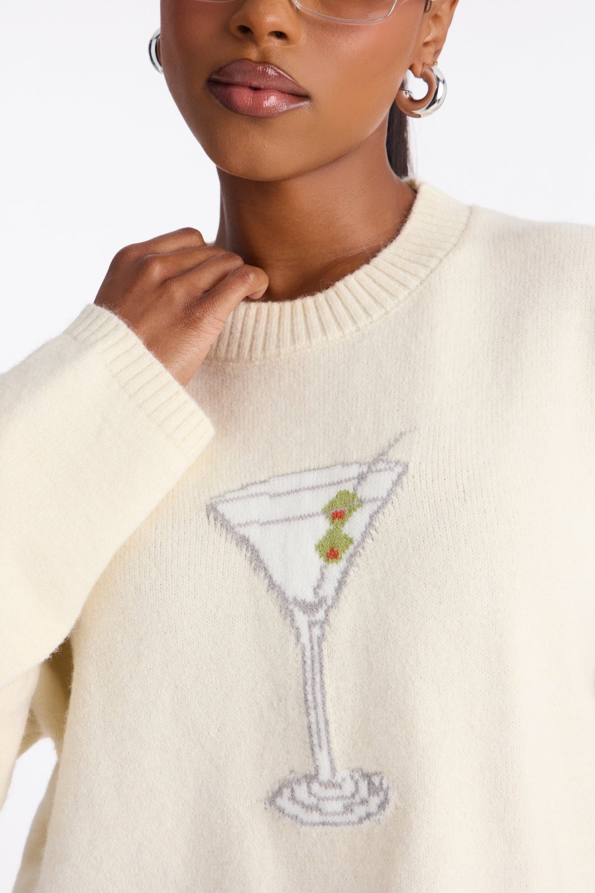 Martini Obsession Pullover Sweater - Cream