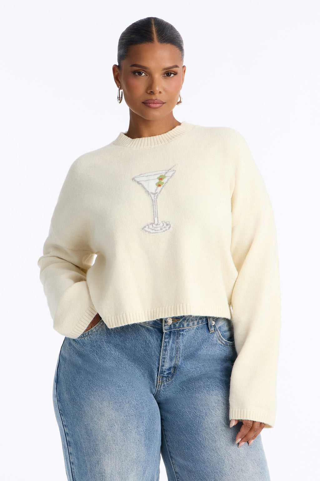 Martini Obsession Pullover Sweater - Cream