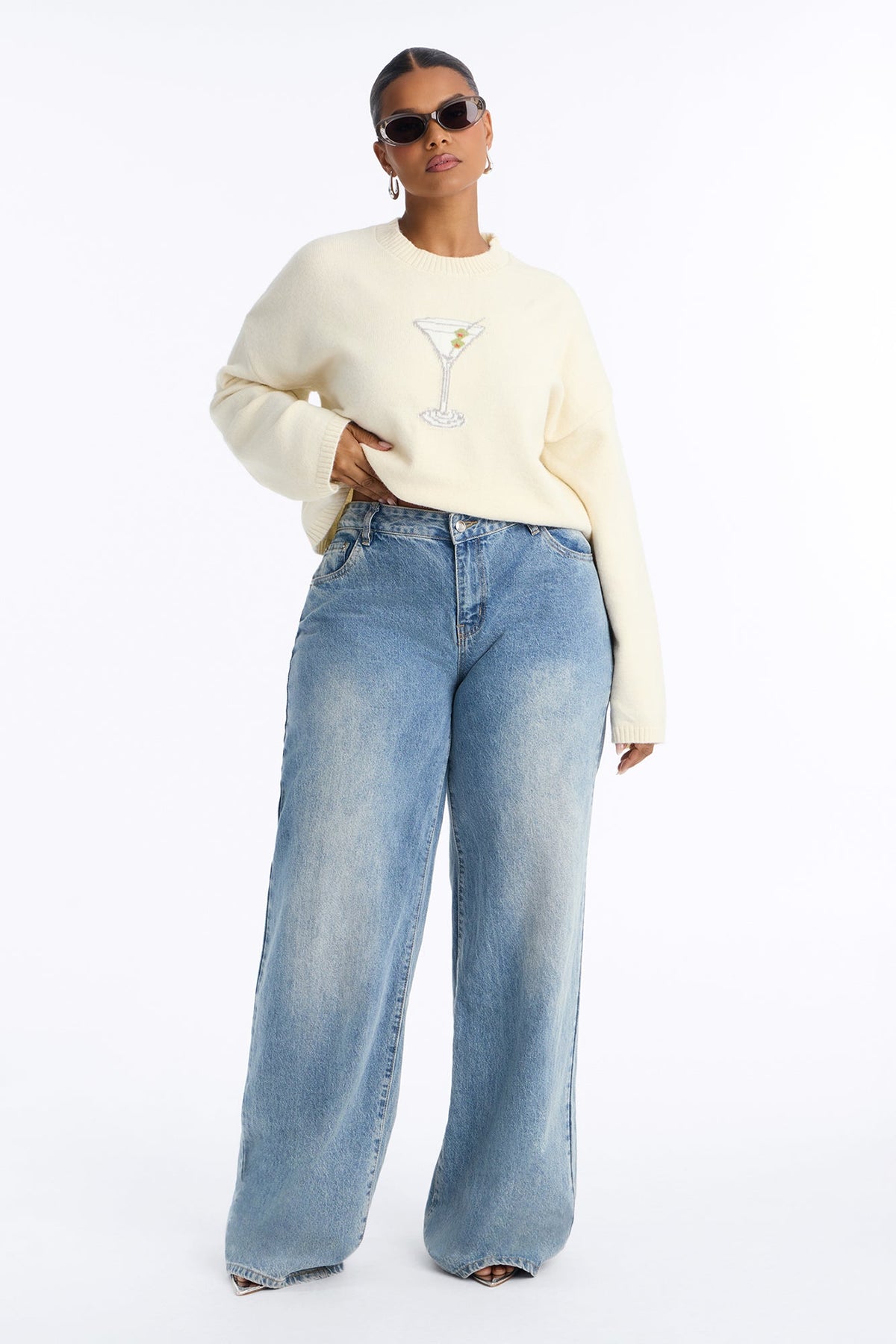 Martini Obsession Pullover Sweater - Cream