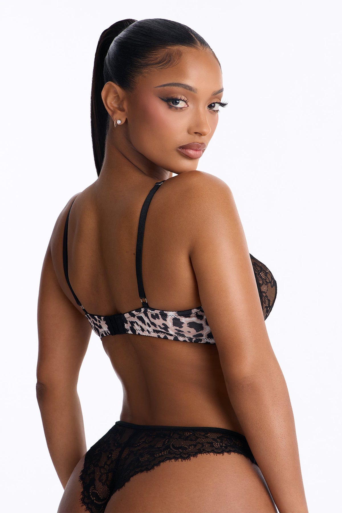 Get Wild Leopard Unlined Lace Balconette Bra - Black/combo