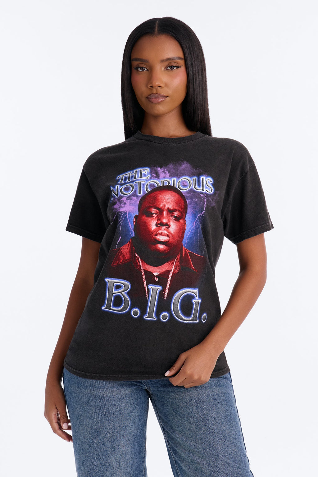 Biggie Smalls Classic Icon Washed Tee - Black