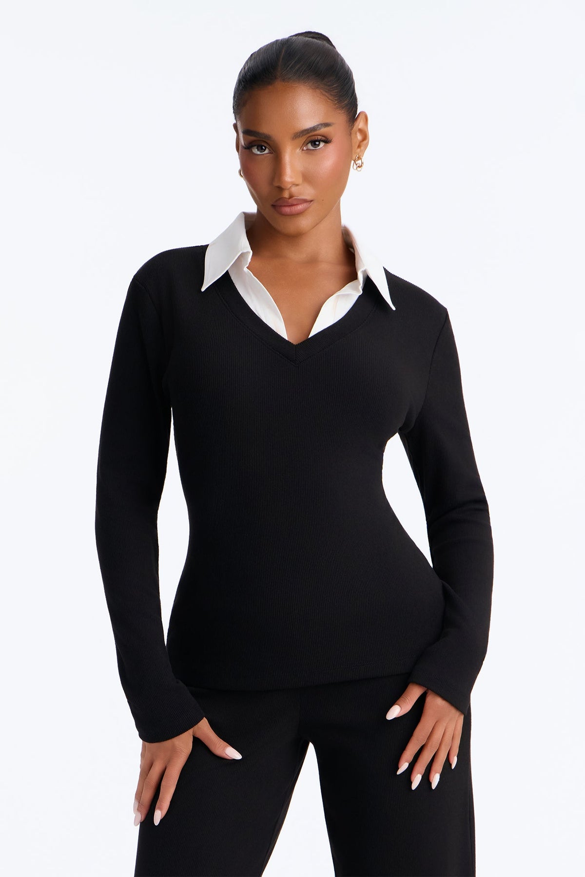 Mira Ribbed Pant Set - Black