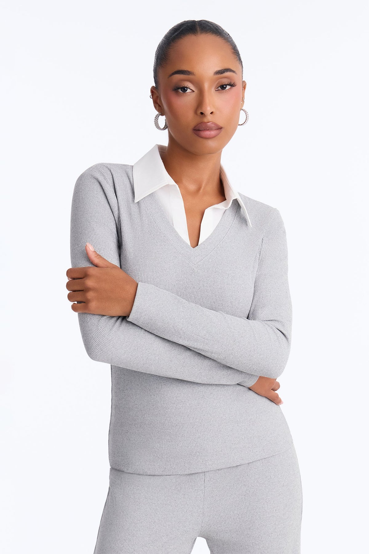 Mira Ribbed Pant Set - Heather
