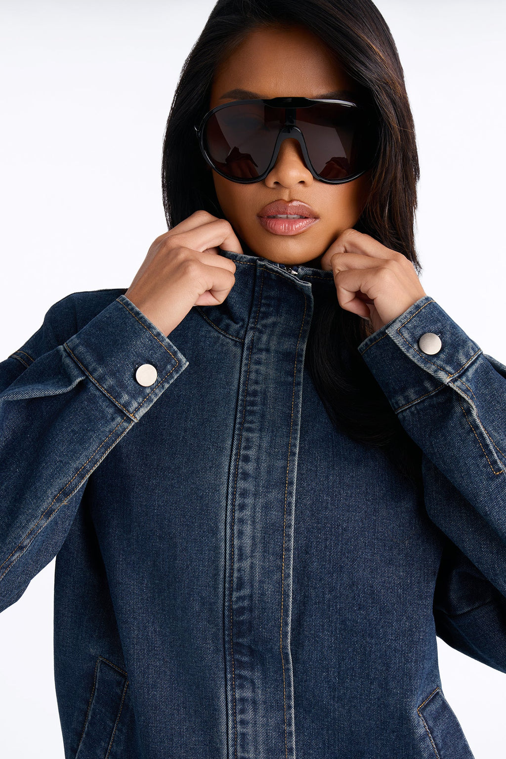 Cool Girl Walk Denim Mini Skirt Set - Dark Wash