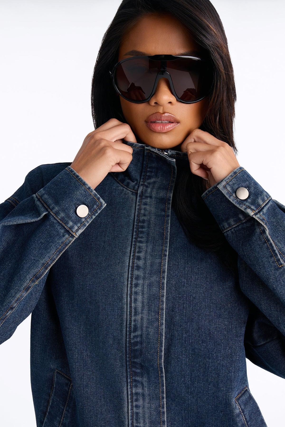 Cool Girl Walk Denim Mini Skirt Set - Dark Wash