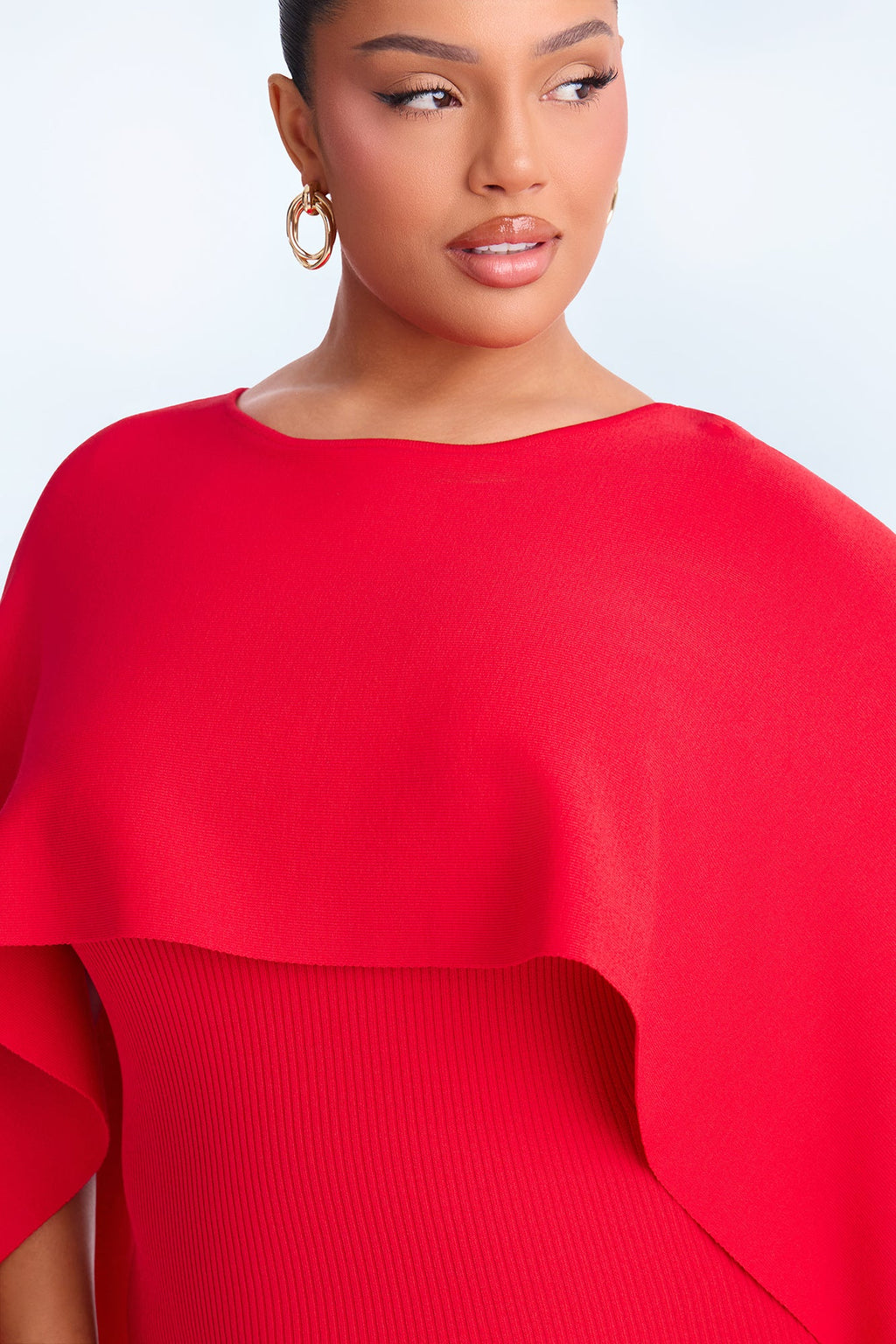 Helena Sweater Cape Maxi Dress - Red