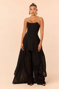 Sweet Talk Draped Chiffon Pant Set - Black