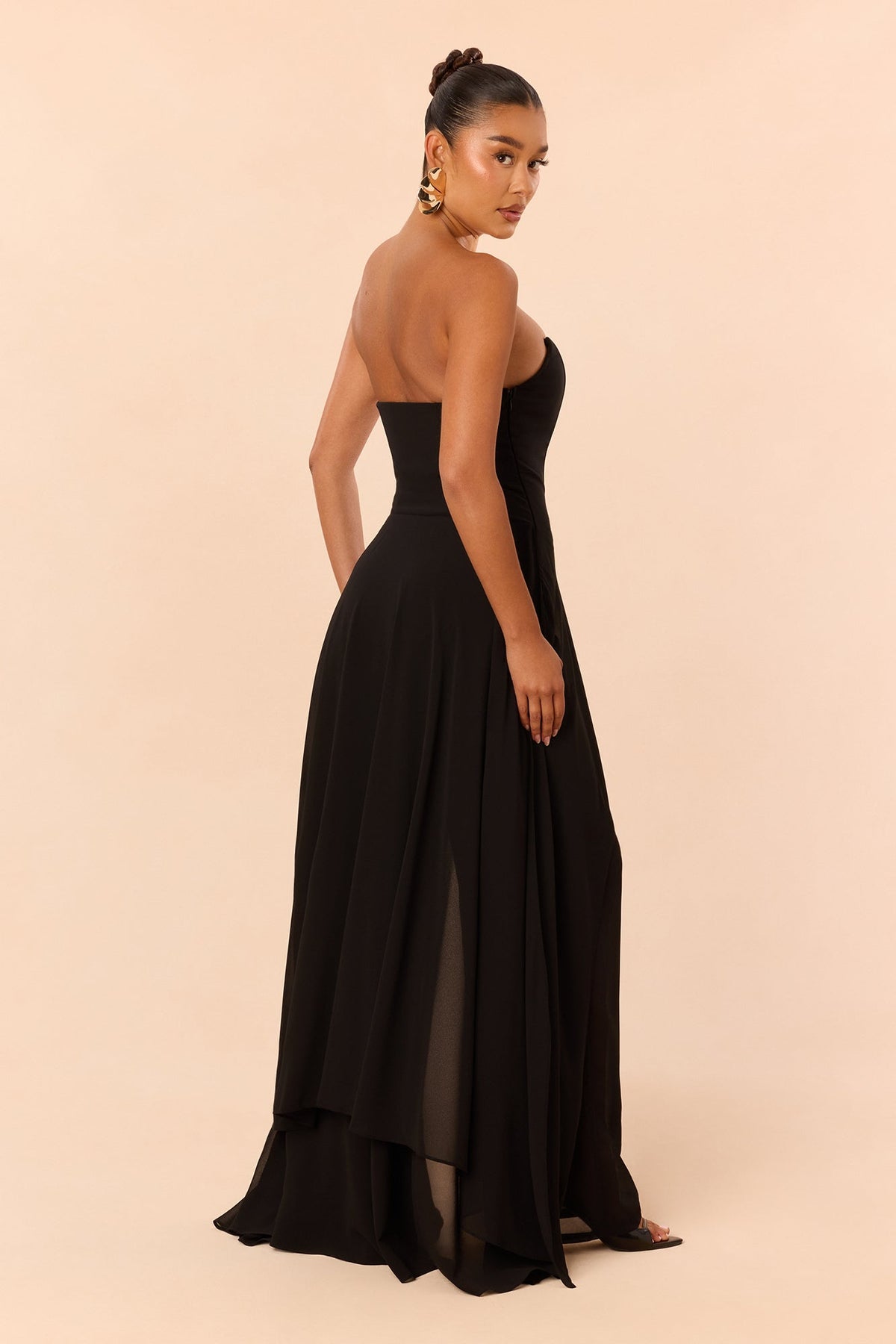 Sweet Talk Draped Chiffon Pant Set - Black