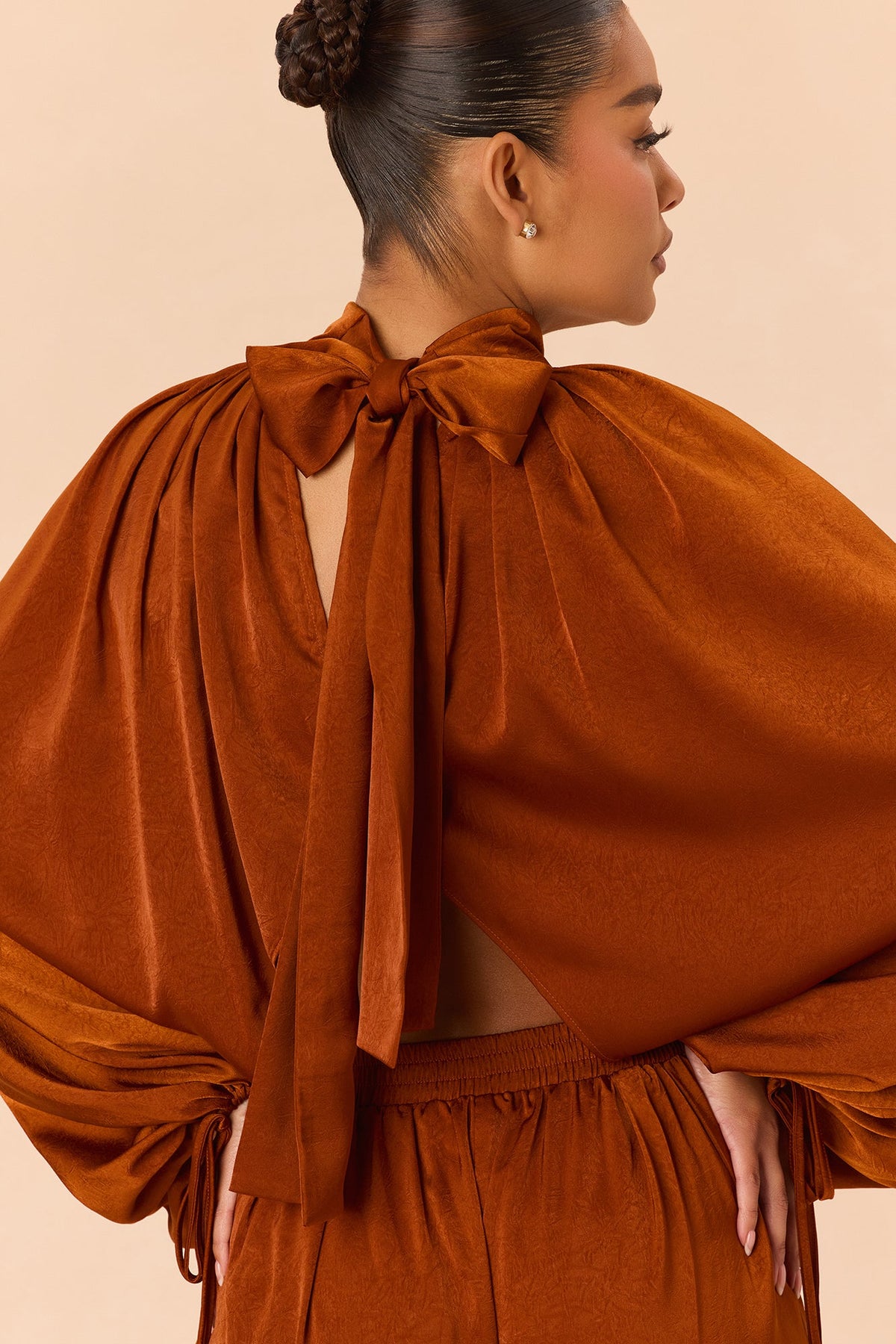 Kaya Satin Pant Set - Rust