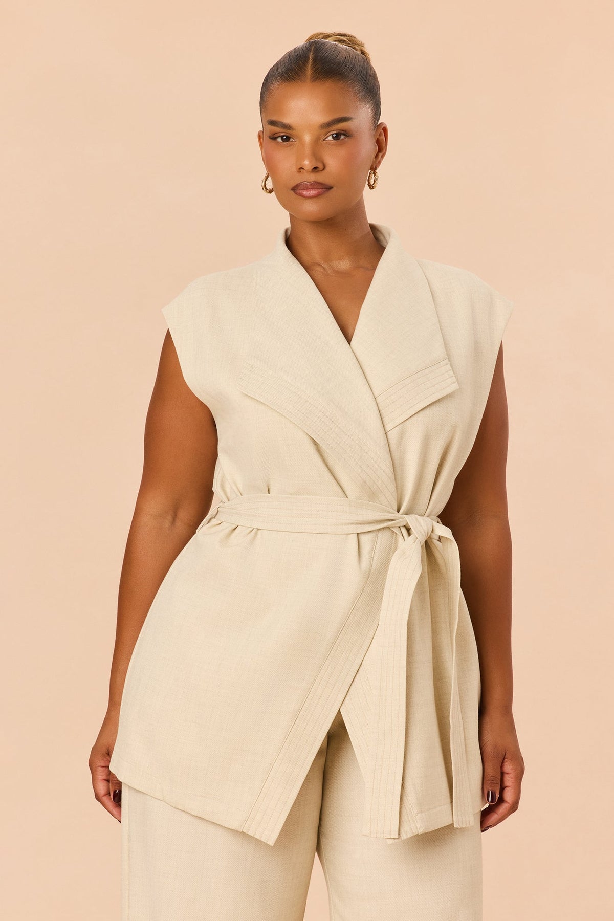 Stay Golden Linen Pant Set - Natural