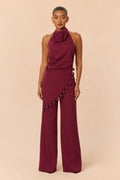 Chic Escape Halter Pant Set - Burgundy