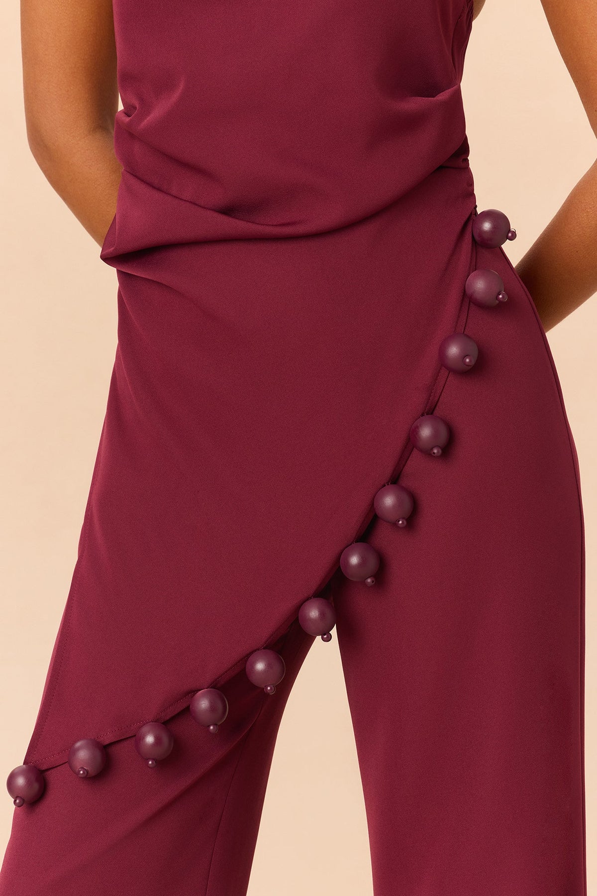 Chic Escape Halter Pant Set - Burgundy