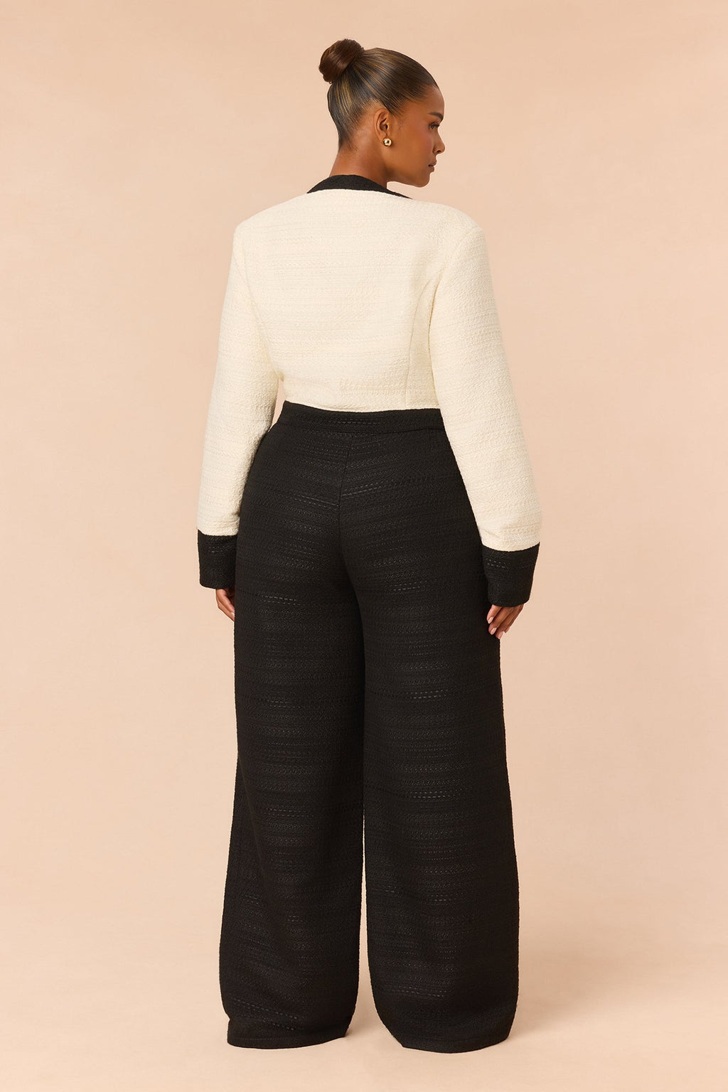 Audrey Tweed Pant Set - Black/White
