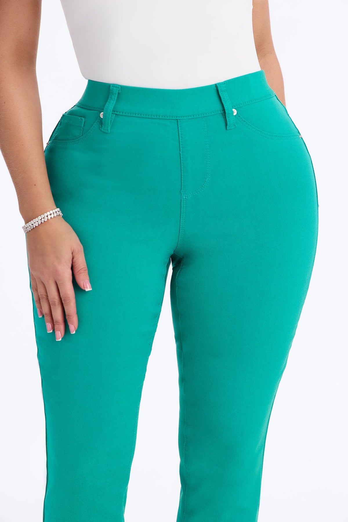 Paloma High Rise Super Stretch Skinny Capri Jeans - Green