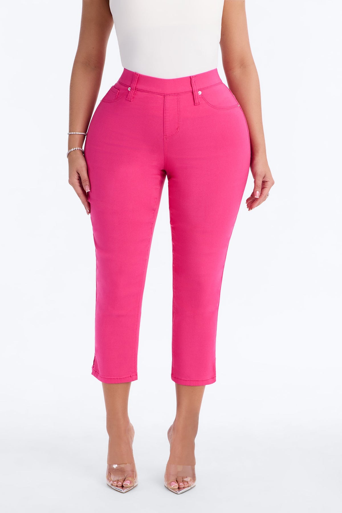 Paloma High Rise Super Stretch Skinny Capri Jeans - Hot Pink