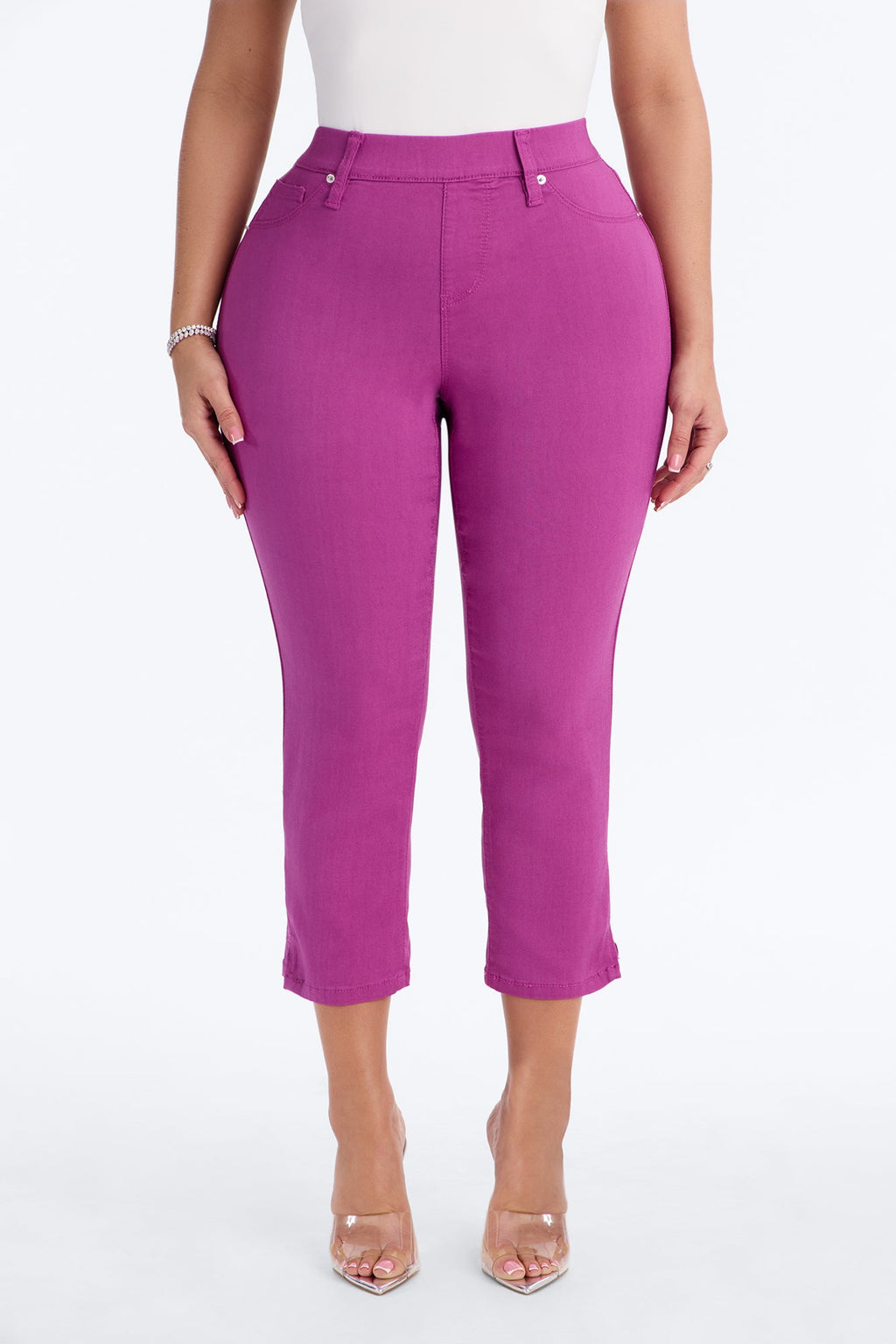 Paloma High Rise Super Stretch Skinny Capri Jeans - Purple