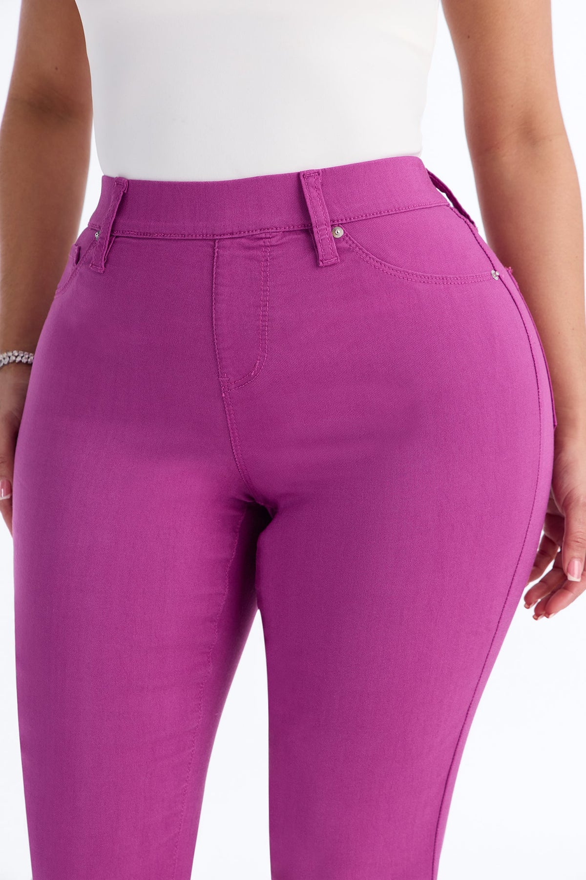 Paloma High Rise Super Stretch Skinny Capri Jeans - Purple