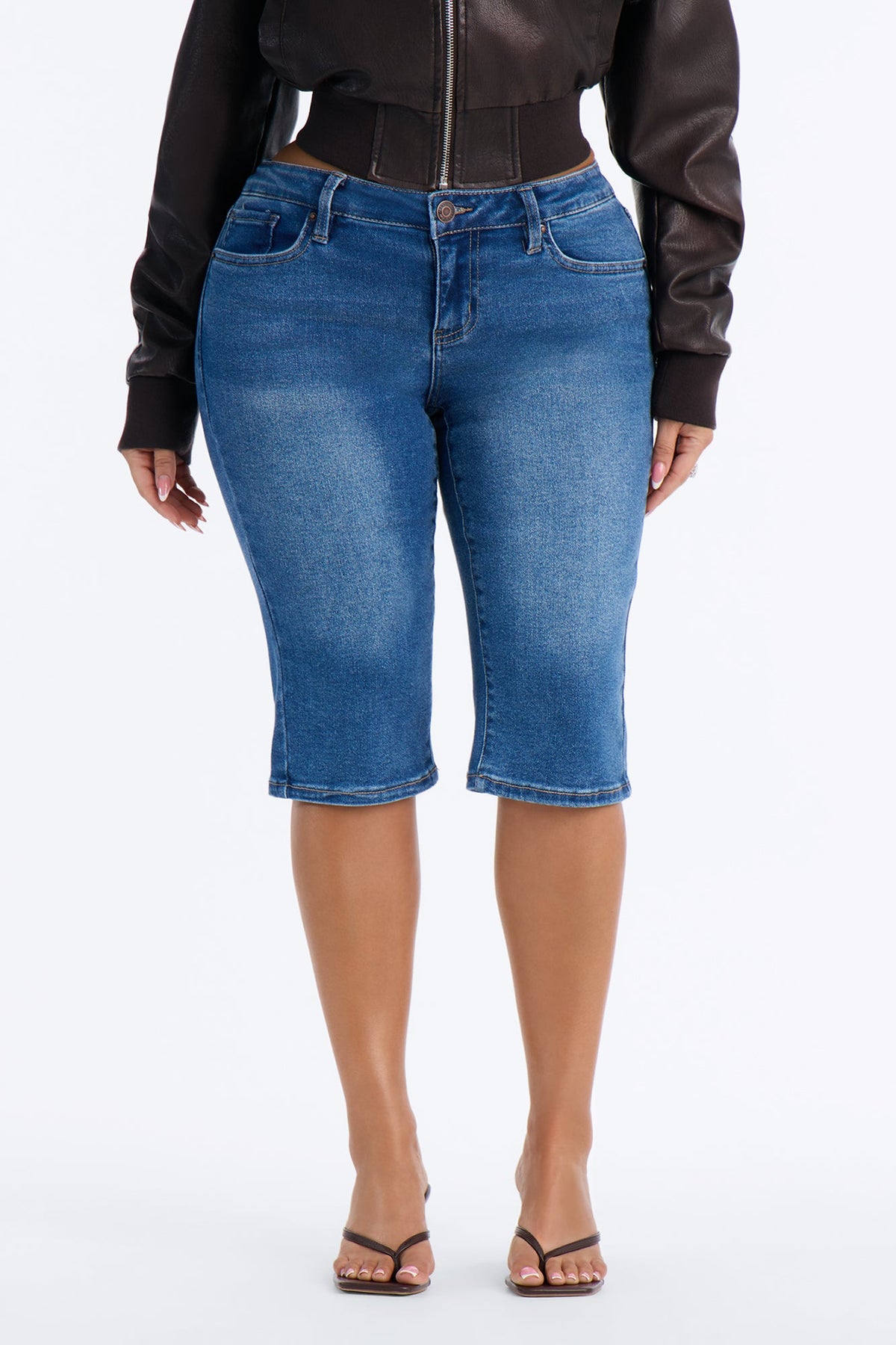 Caught The Vibe Mid Rise Stretch Pedal Pusher Skinny Jeans - Dark Wash