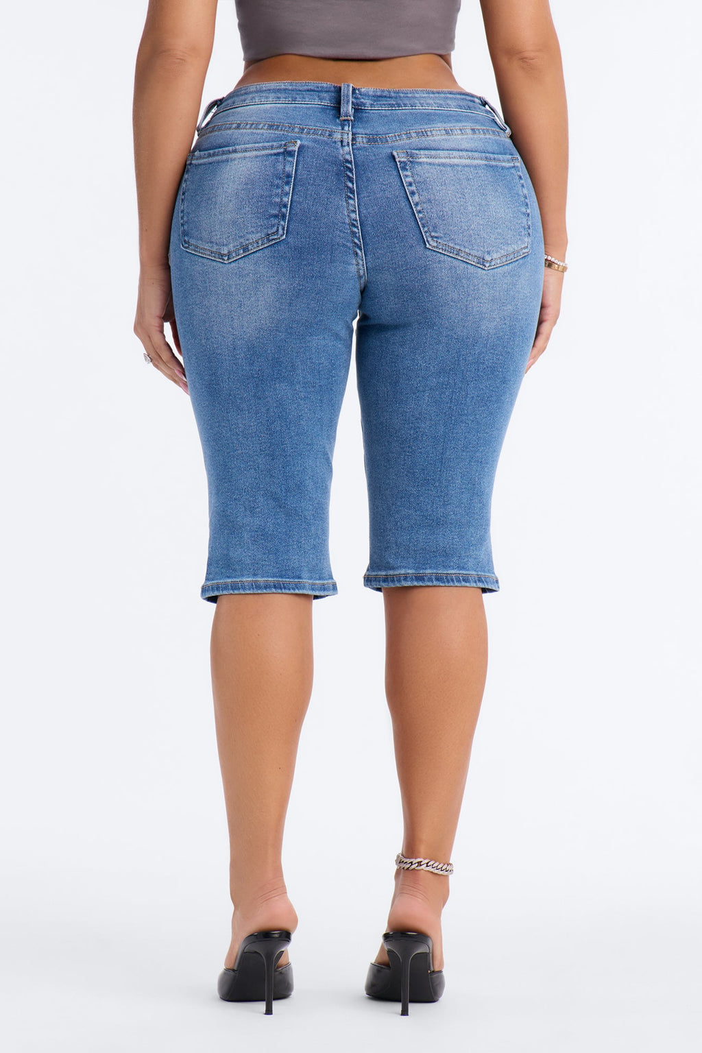 Caught The Vibe Mid Rise Stretch Pedal Pusher Skinny Jeans - Medium Wash