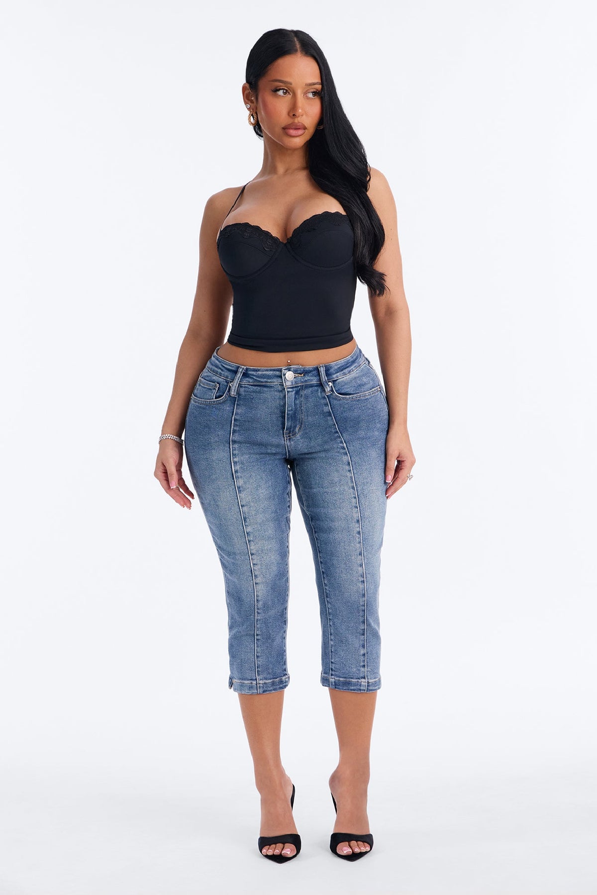Sweetstuff Stretch Denim Skinny Capri Jeans - Dark Wash