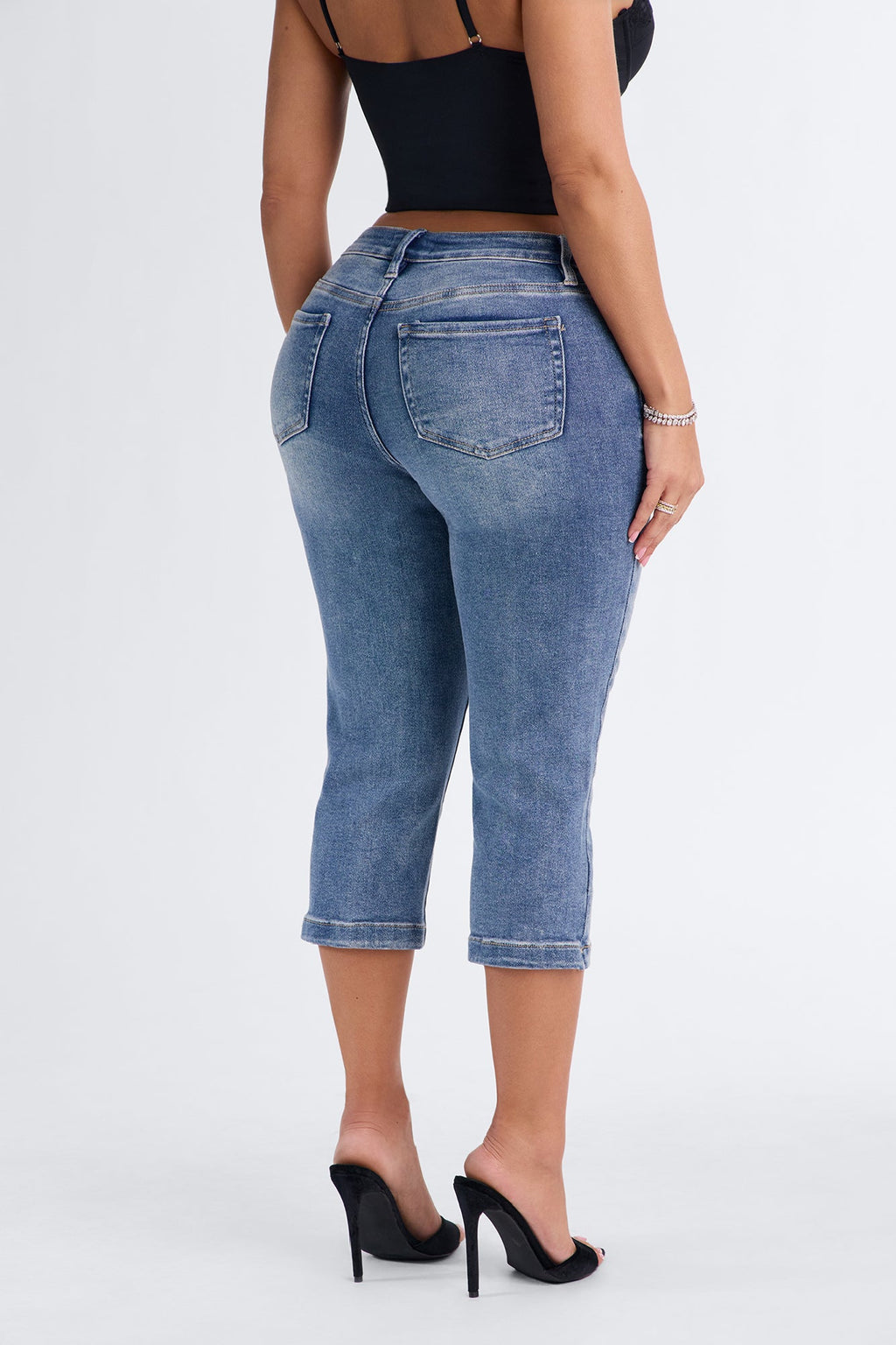 Sweetstuff Stretch Denim Skinny Capri Jeans - Dark Wash