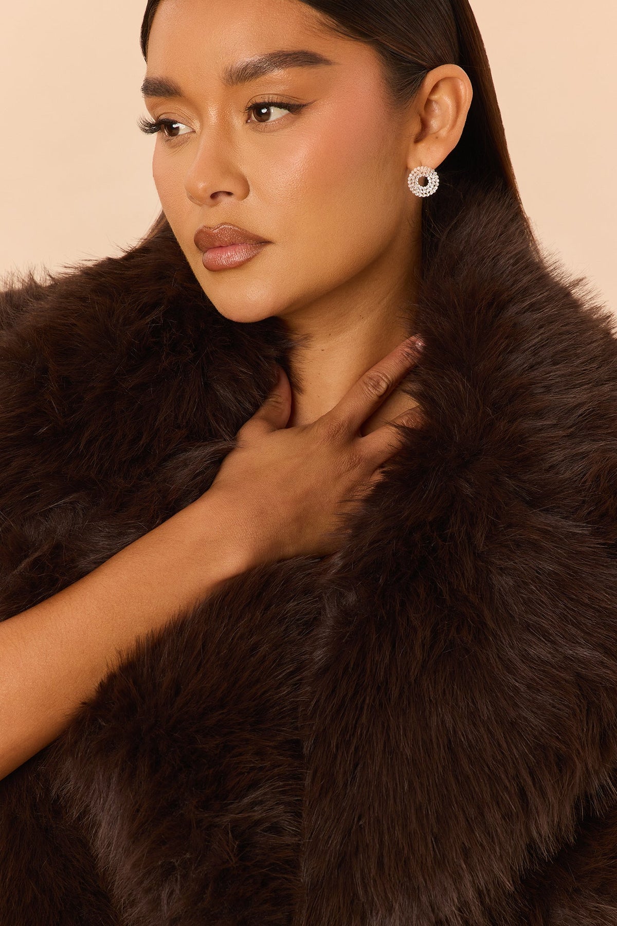 Alpine Glow Faux Fur Vest - Dark Brown