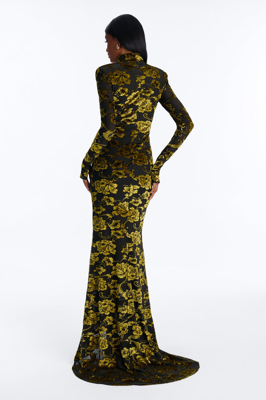 Fierce Velvet Burnout Maxi Dress - Black/Green