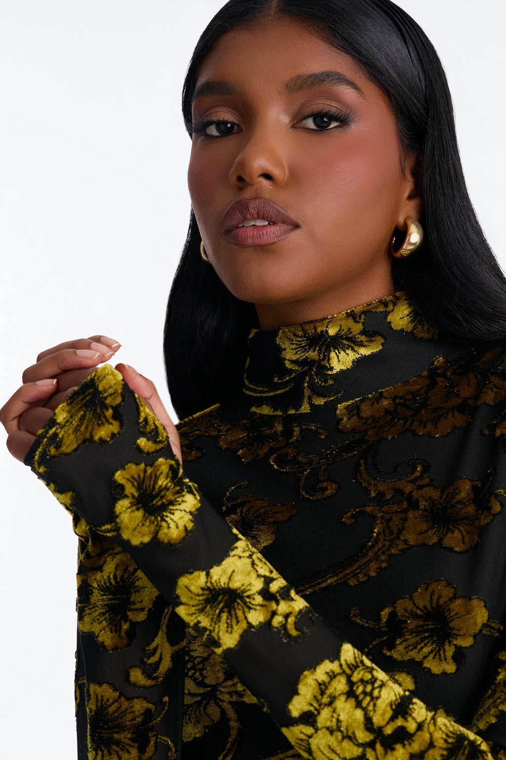 Fierce Velvet Burnout Maxi Dress - Black/Green