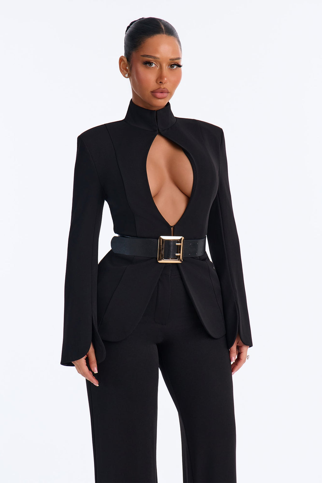 Elevated Cut Out Pant Set - Black