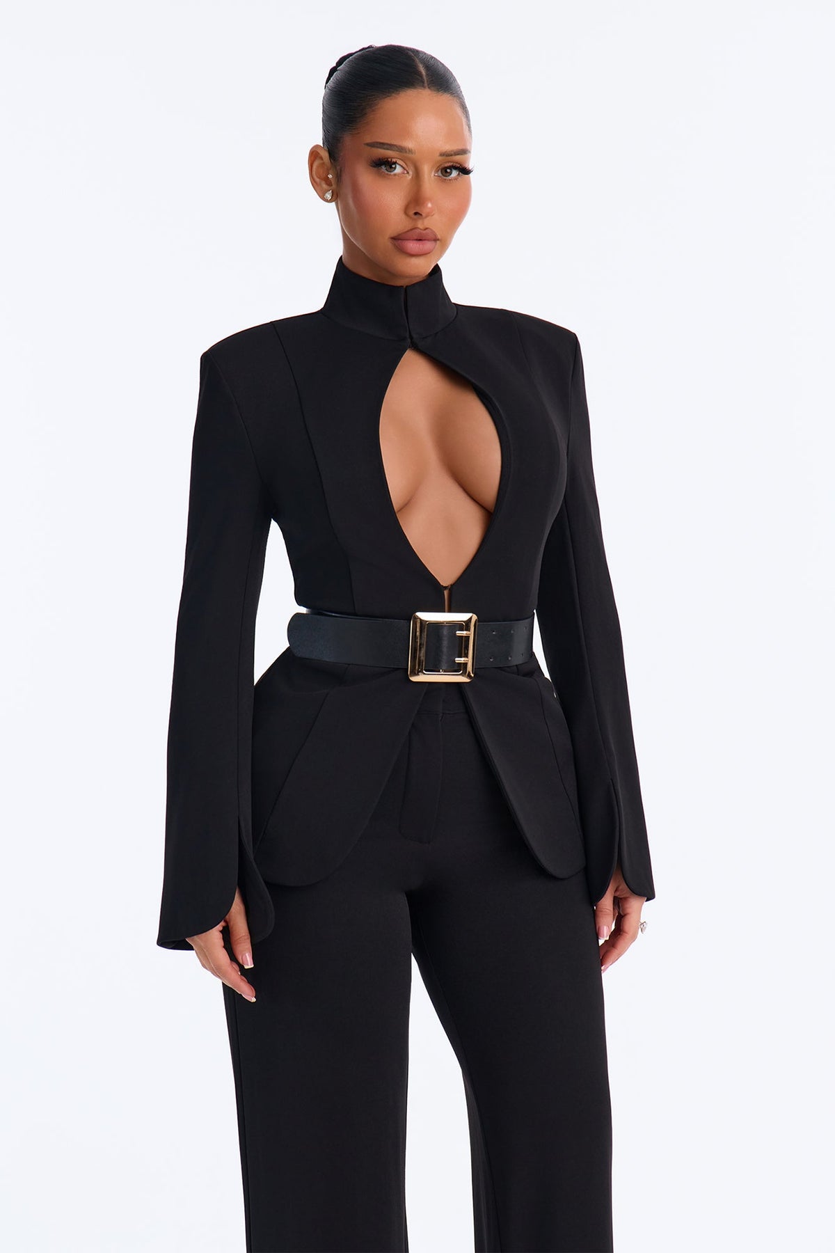 Elevated Cut Out Pant Set - Black
