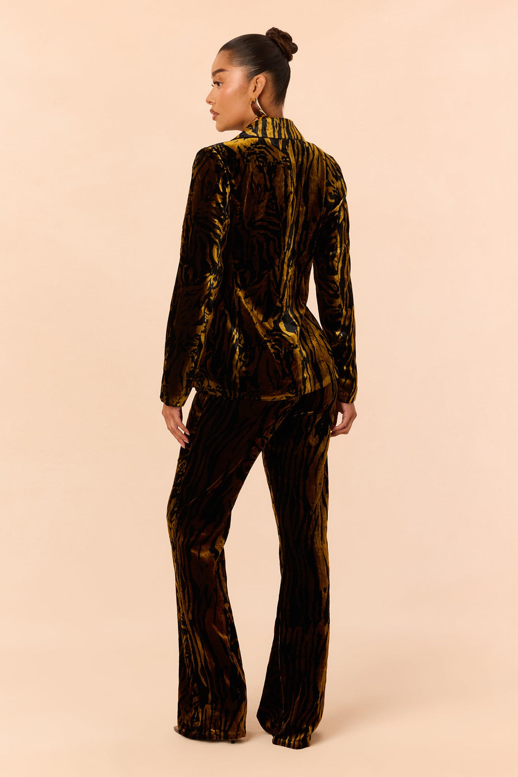 Rich Behavior Velvet Blazer Pant Set - Black/combo