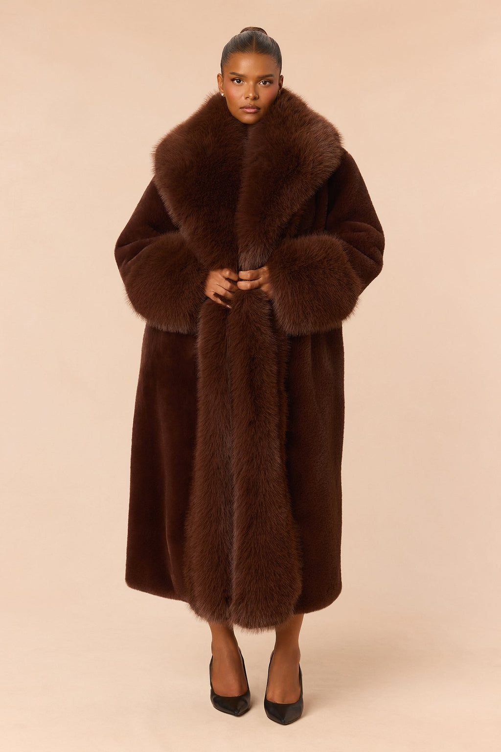 Soft Statement Faux Fur Coat - Chocolate