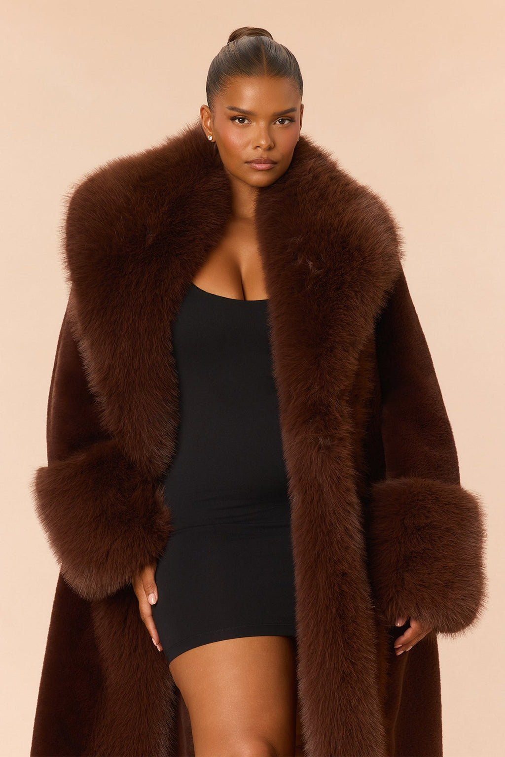 Soft Statement Faux Fur Coat - Chocolate