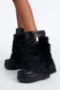 Winter State Faux Fur Wedge Boots - Black