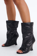 Lights Low Novelty Wedge Boots - Black