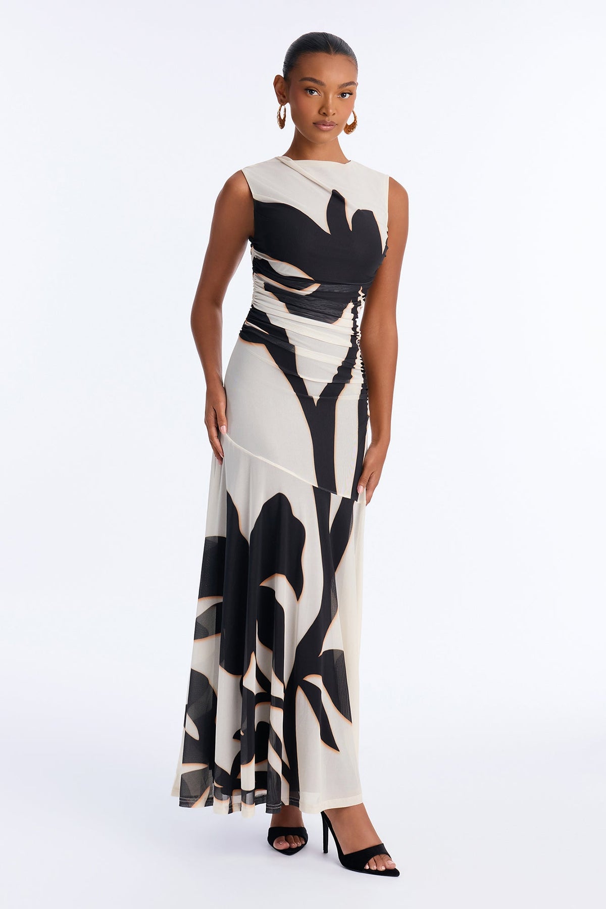 Aviana Mesh Maxi Dress - White/combo