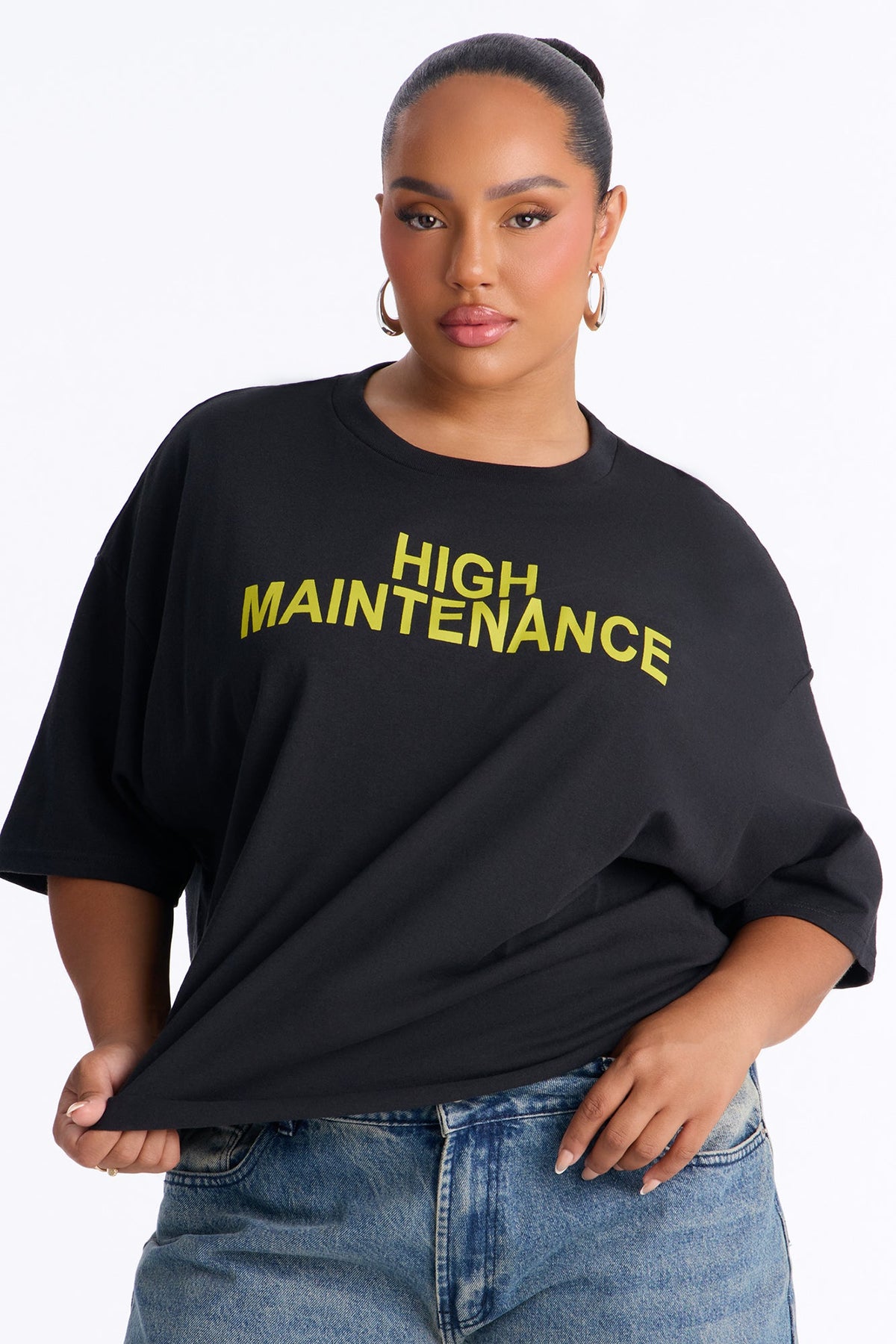 High Maintenance Washed Oversized Tee - Black