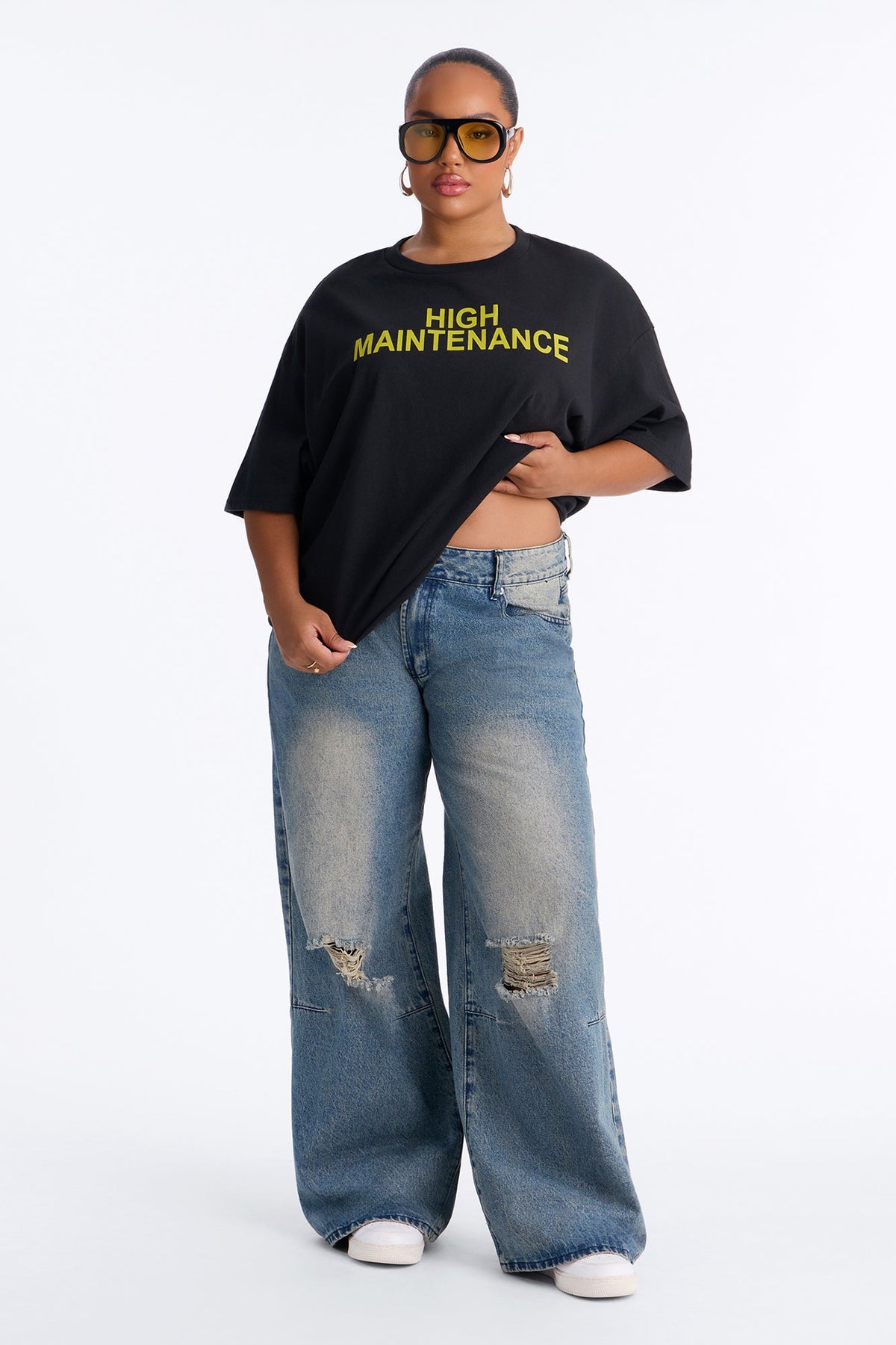 High Maintenance Washed Oversized Tee - Black