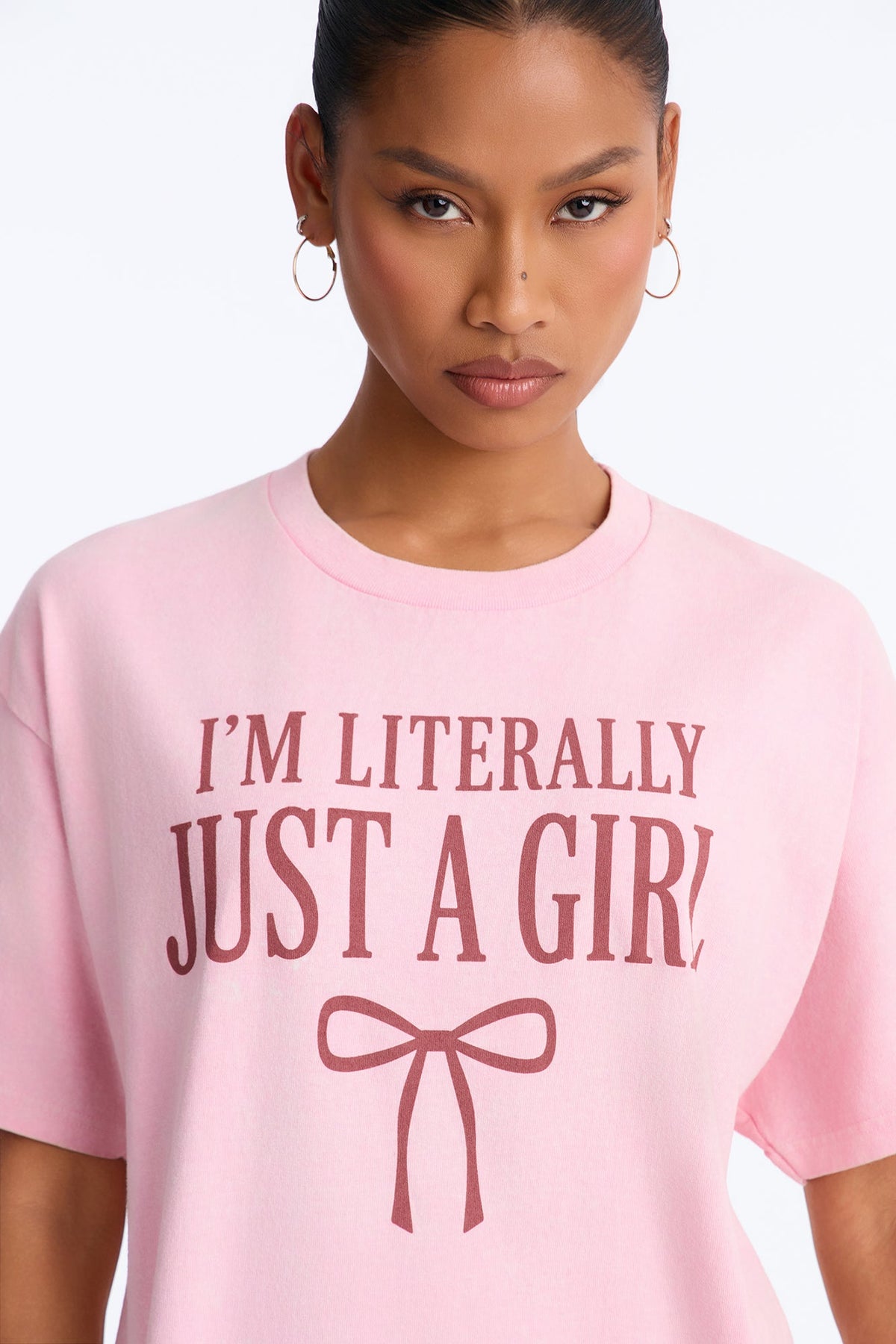Literally Just A Girl Washed Tee - Rose