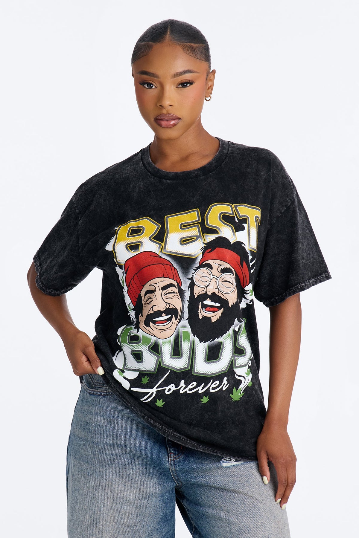 Cheech And Chong Best Buds Washed Tee - Black