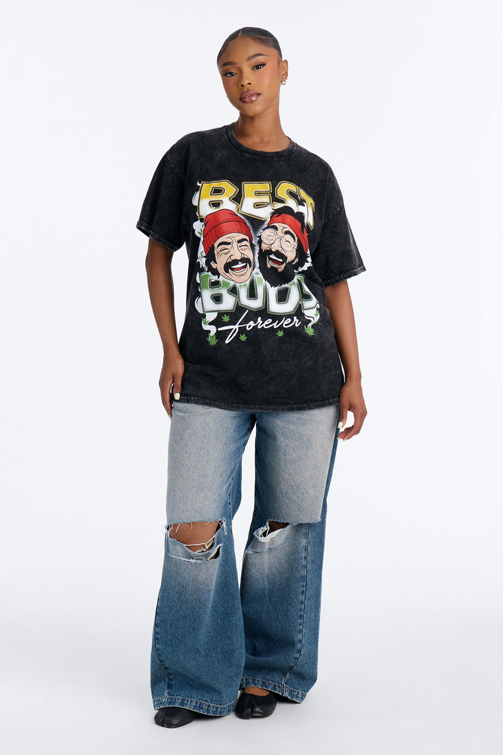 Cheech And Chong Best Buds Washed Tee - Black