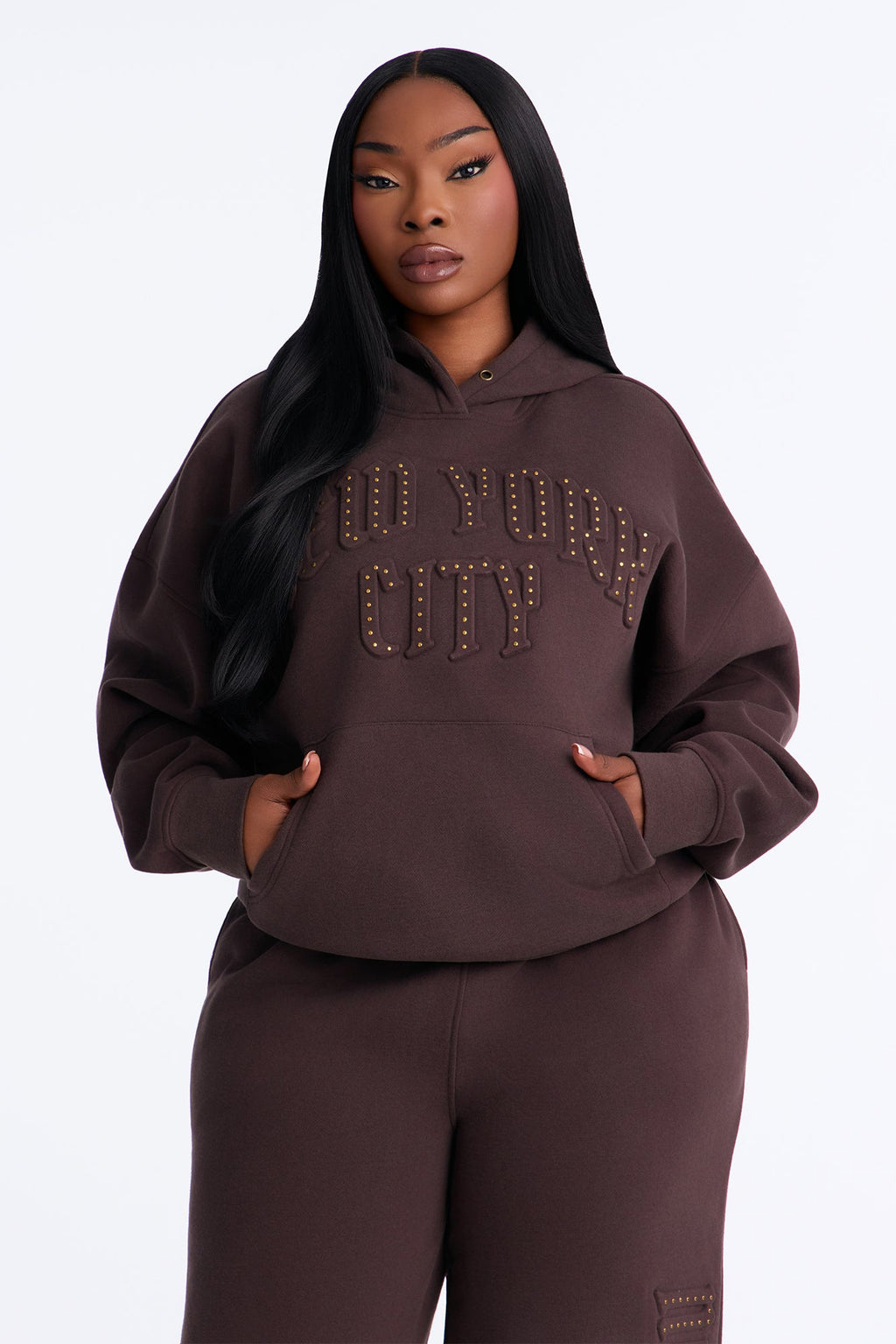 New York City Fleece Hoodie - Brown