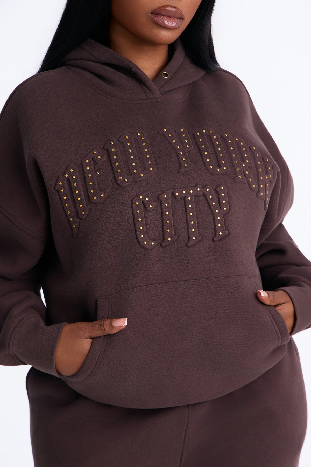 New York City Fleece Hoodie - Brown