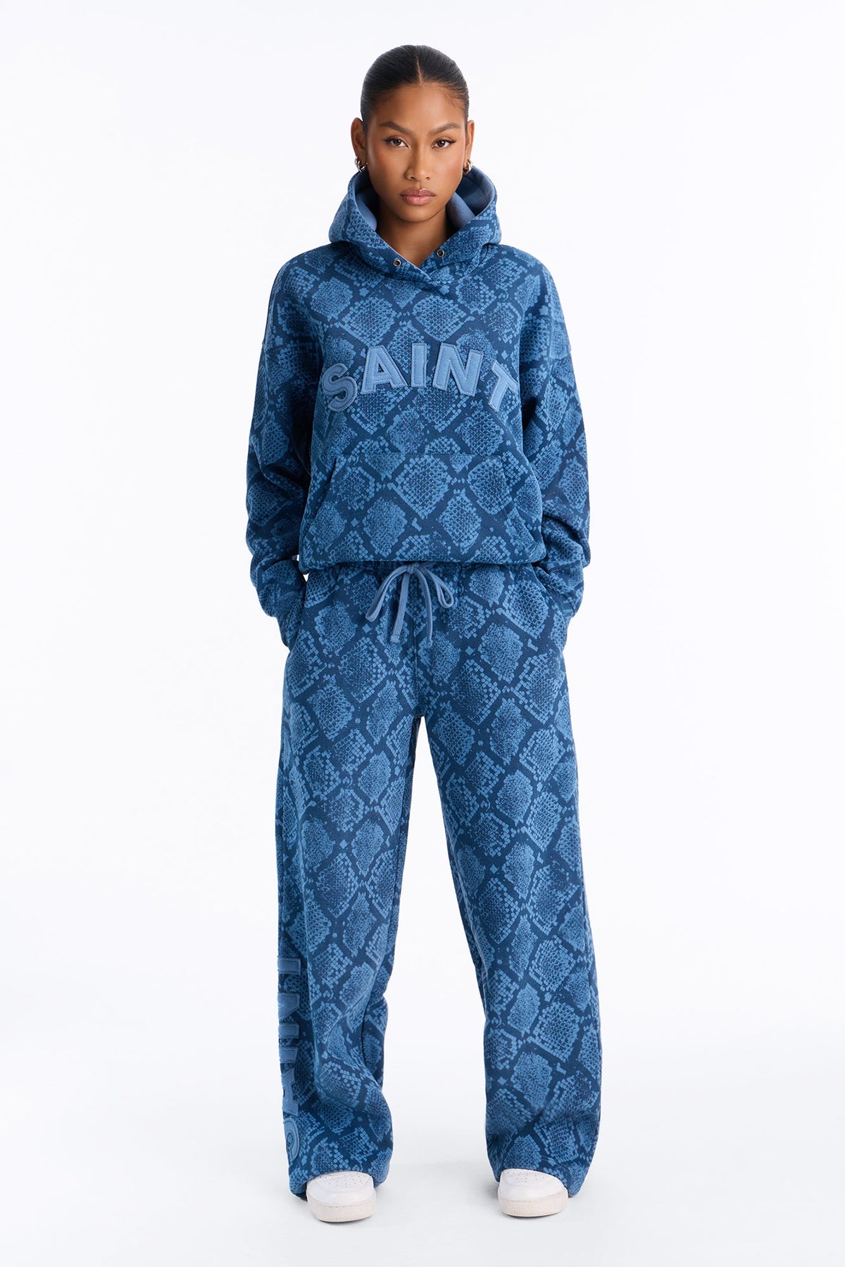 Saint And Snakeskin Hoodie - Blue