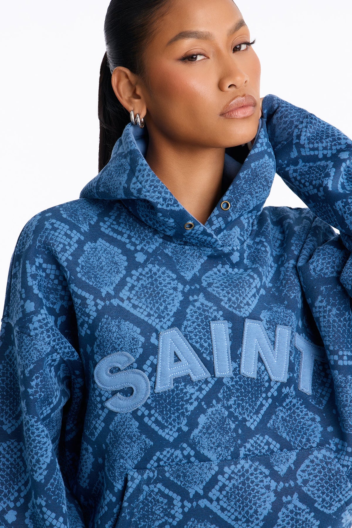 Saint And Snakeskin Hoodie - Blue