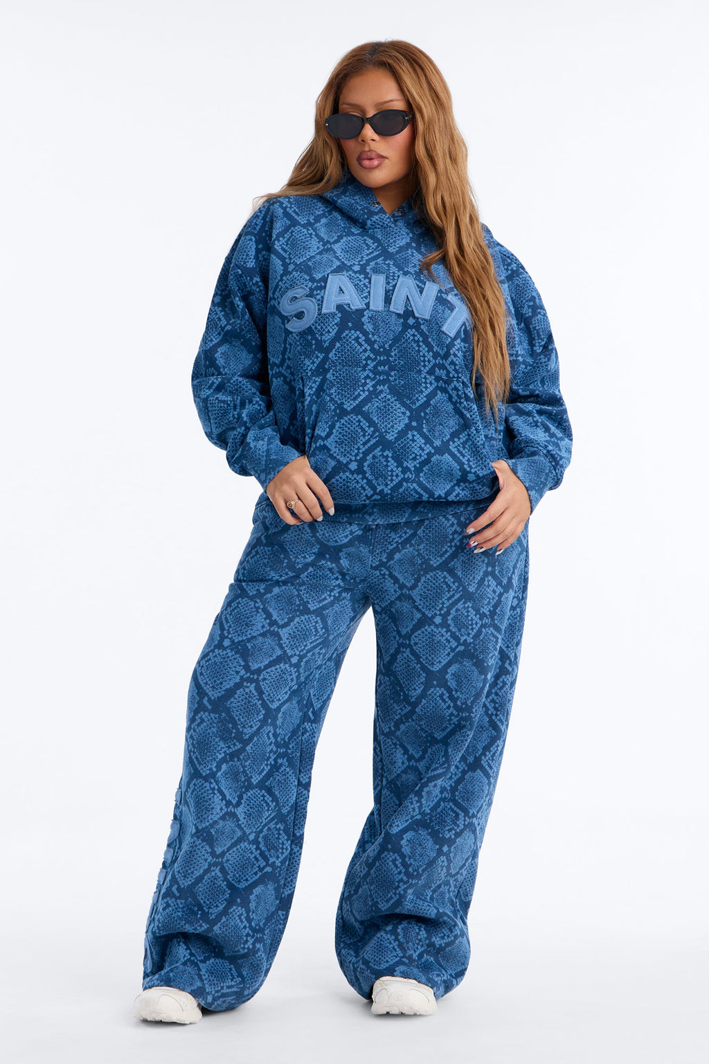 Saint And Snakeskin Hoodie - Blue