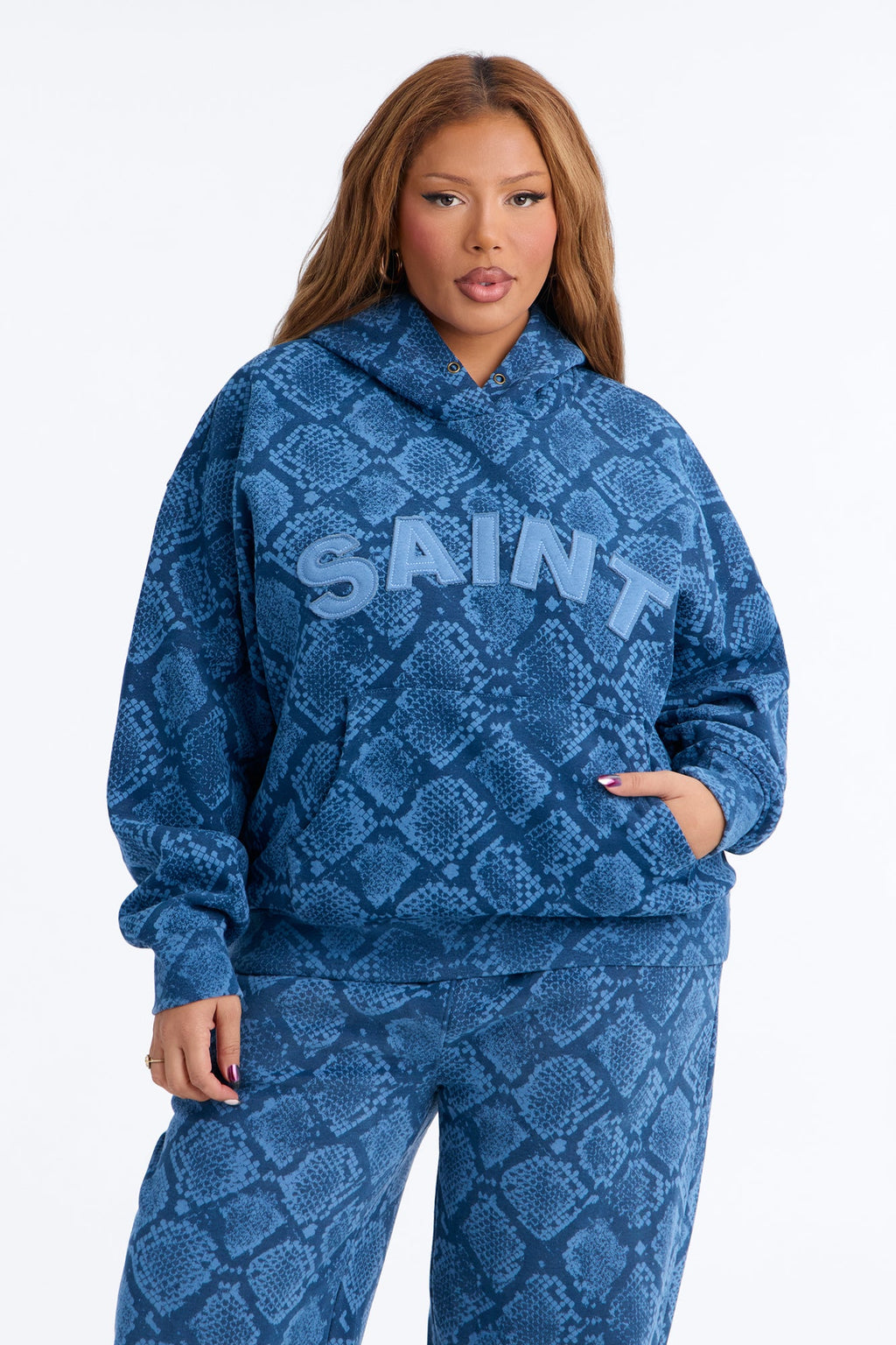 Saint And Snakeskin Hoodie - Blue