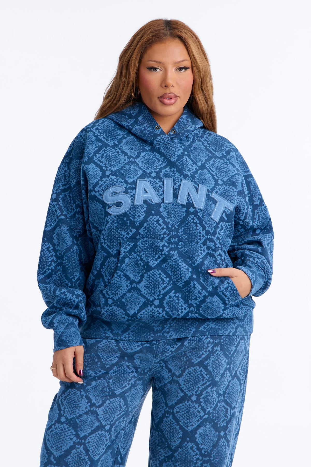 Saint And Snakeskin Hoodie - Blue