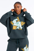 LA Star Washed Oversized Fleece Hoodie - Hunter
